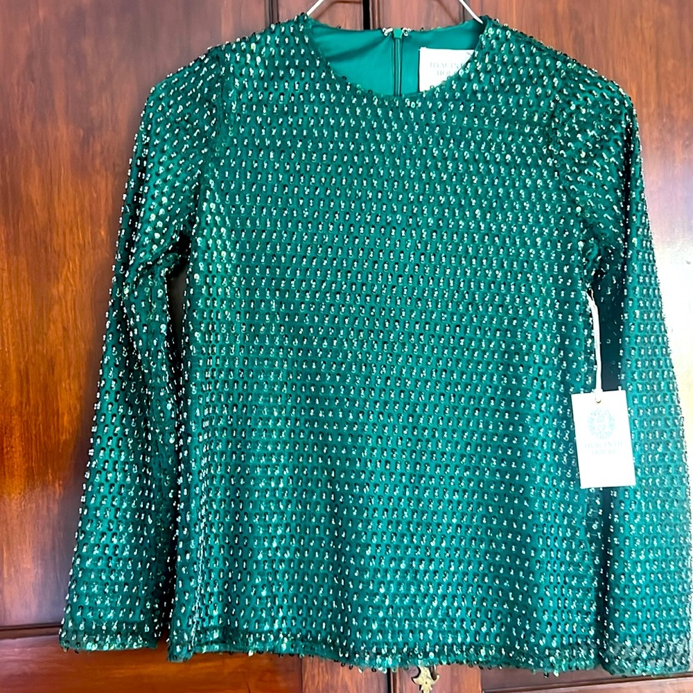 Hyacinth House Beautiful emerald green beaded top! XXS